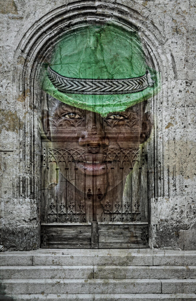 Facing out of the door