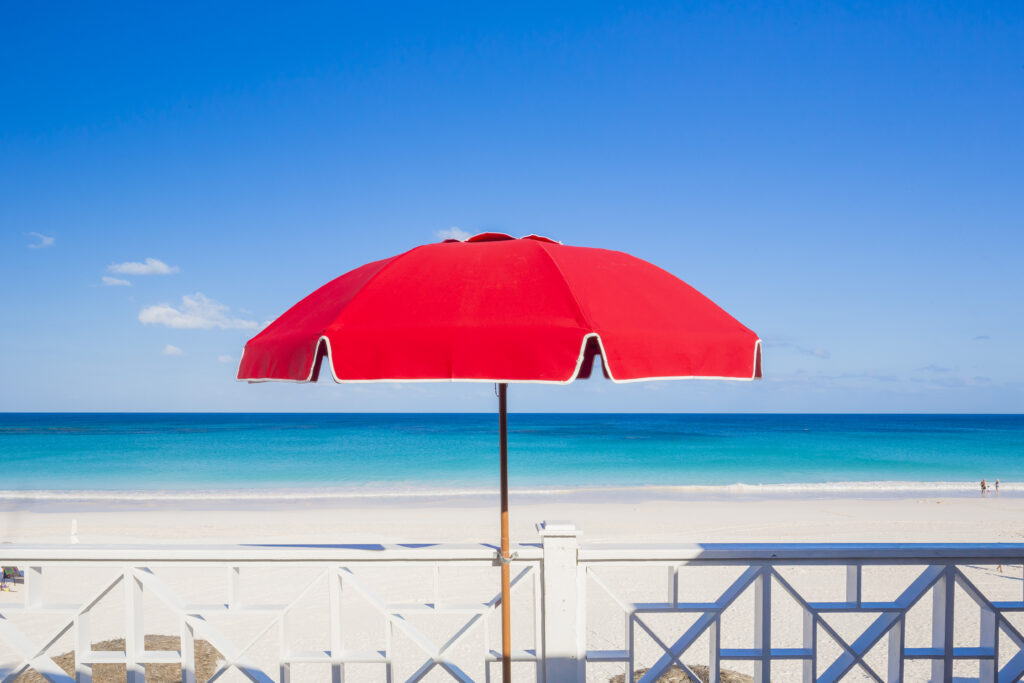 Red umbrella by Pietro Canali/HUBER IMAGES