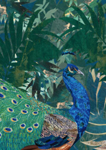 Peacock in the tropical jungle by Sarah Manovski
