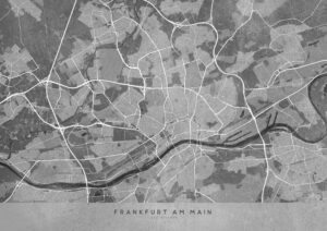 Gray vintage map of Frankfurt Germany by Rosana Laiz Blursbyai