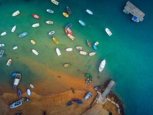 Colorful Boats In Bay by Josema Martin Espinar